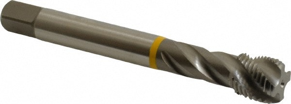 Spiral Flute Tap: 9/16-18 UNF, 4 Flutes, Modified Bottoming, 2B Class of Fit, Cobalt, Bright/Uncoated