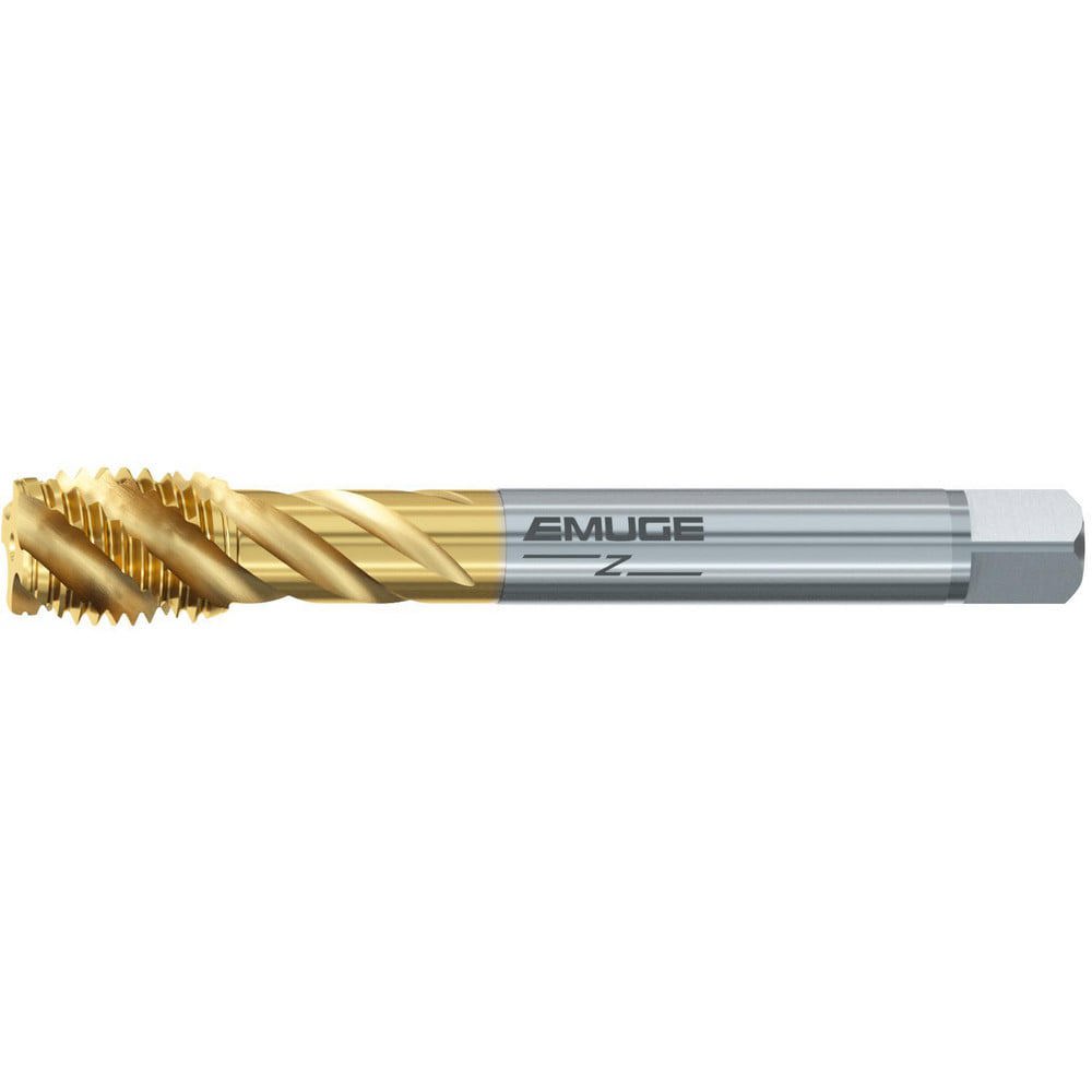Spiral Flute Tap: 9/16-12 UNC, 4 Flutes, Bottoming, 2B Class of Fit, Cobalt, TIN Coated
