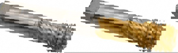 Spiral Flute Tap: #1-8 UNC, 4 Flutes, Bottoming, 2B Class of Fit, High Speed Steel, TIN Coated