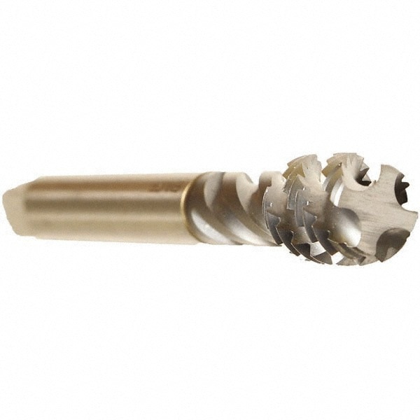 Spiral Flute Tap: 9/16-18, UNF, 5 Flute, Bottoming, 2B Class of Fit, Cobalt, TICN Finish