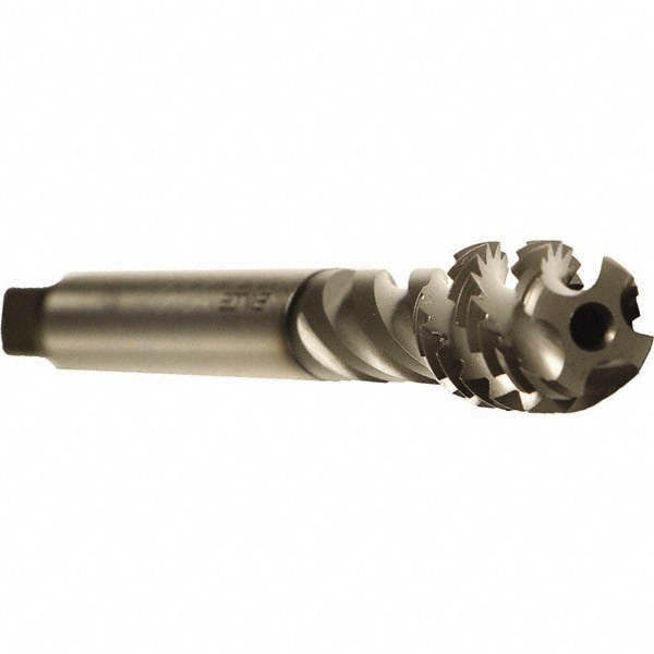 Spiral Flute Tap: 1/2-20 UNF, 5 Flutes, Modified Bottoming, 2B Class of Fit, Cobalt, GLT-1 Coated