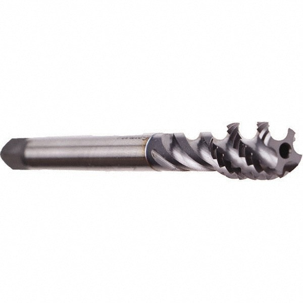 Spiral Flute Tap: 7/16-14 UNC, 4 Flutes, Bottoming, 2B Class of Fit, Cobalt, TICN Coated