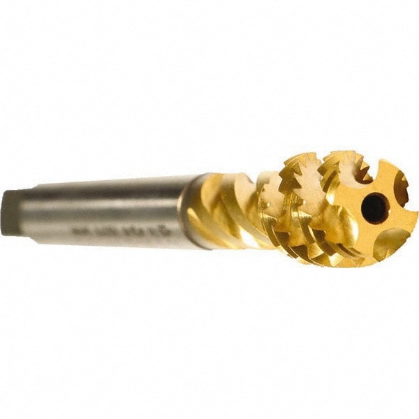Spiral Flute Tap: 1/2-20, UNF, 4 Flute, Modified Bottoming, 2B Class of Fit, Cobalt, TiN Finish
