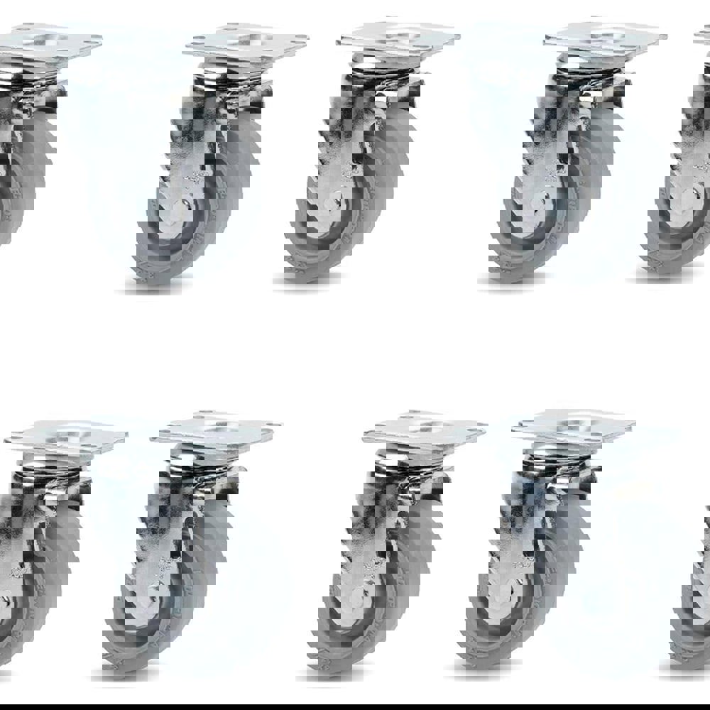 Swivel Top Plate Caster: Thermoplastic Rubber Elastomer, 3