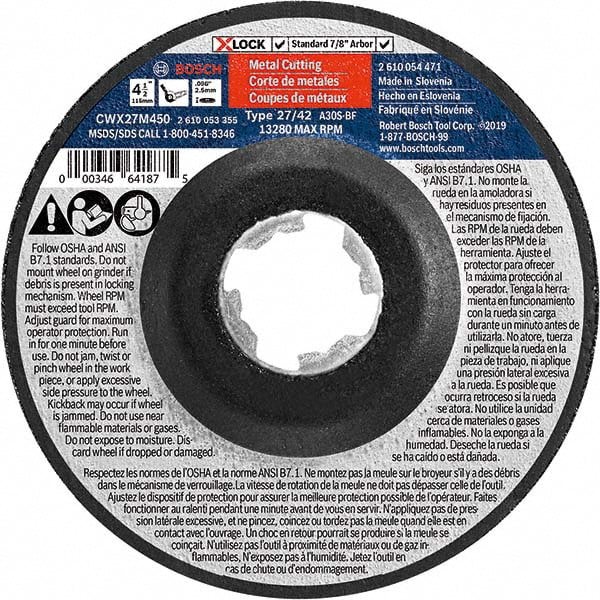 Cutoff Wheel: Type 27, 4-1/2
