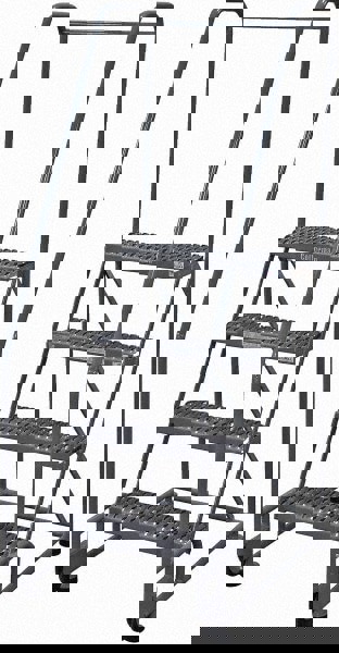 Steel Tilt & Roll Rolling Ladder: 4 Step