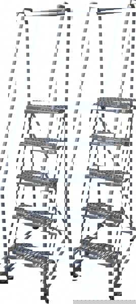 Steel Tilt & Roll Rolling Ladder: 5 Step