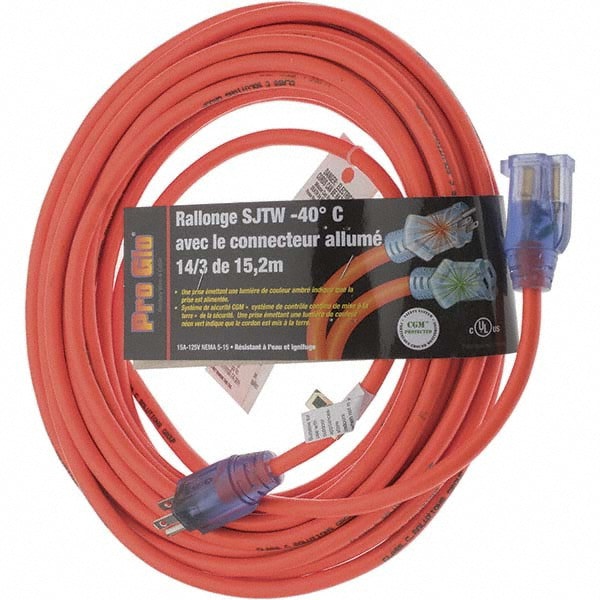 50', 14/3 Gauge/Conductors, Orange Extension Cord
