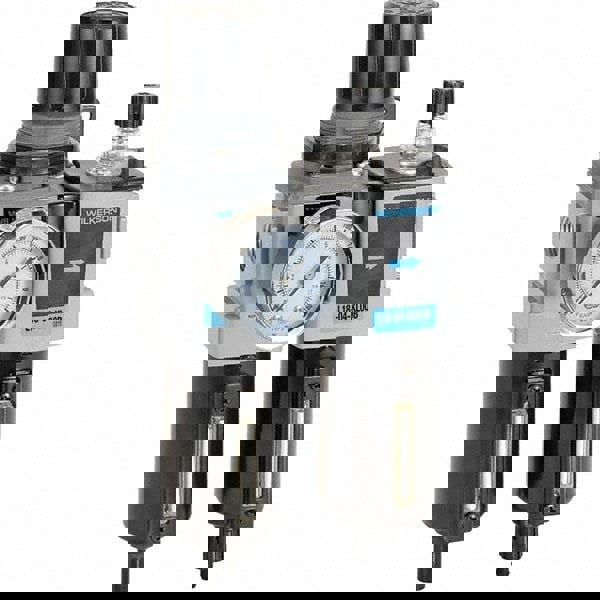 FRL Combination Unit: 3/8 NPT, Compact, 2 Pc Filter/Regulator-Lubricator with Pressure Gauge