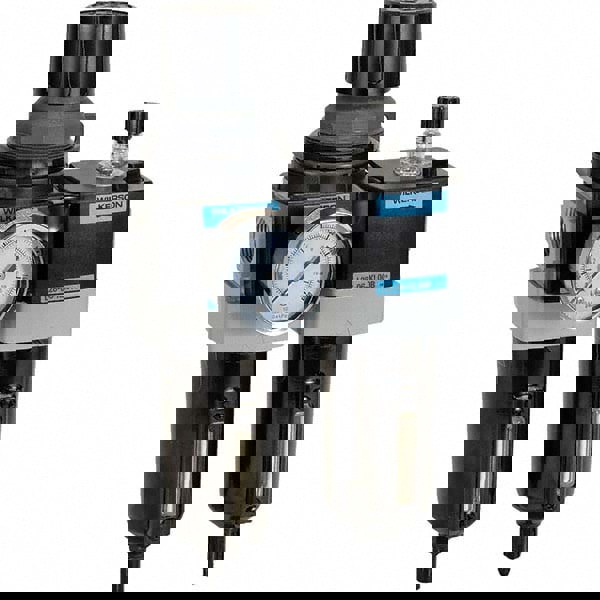 FRL Combination Unit: 3/4 NPT, Standard, 2 Pc Filter/Regulator-Lubricator with Pressure Gauge