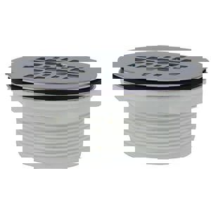 2 x 4-1/4 in. No Caulk Shower Stall Round Drain with Strainer in Stainless Steel