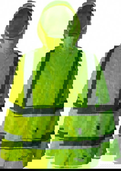Rain Jacket: Size 2X-Large, High-Visibility Lime, Polyester