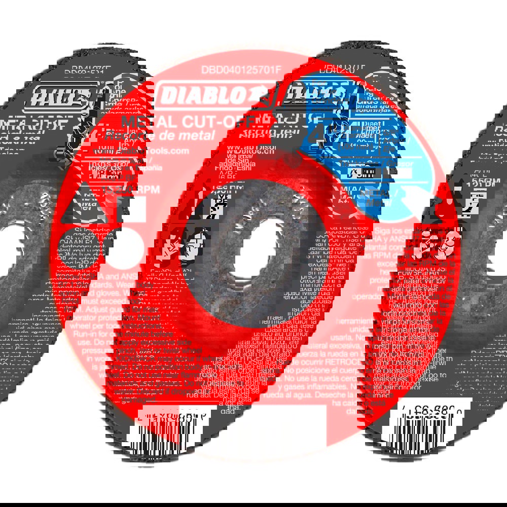 Depressed-Center Wheels; Wheel Diameter (Inch): 4 ; Wheel Thickness (Inch): 1/8 ; Hole Size: 5/8 (Inch); Wheel Type: Type 27 ; Maximum Rpm: 15250