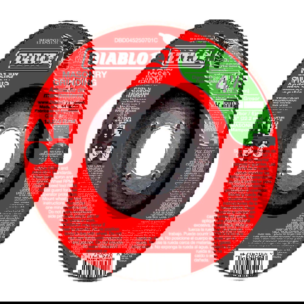 Depressed-Center Wheels; Wheel Diameter (Inch): 4-1/2 ; Wheel Thickness (Inch): 1/4 ; Hole Size: 7/8 (Inch); Wheel Type: Type 27 ; Maximum Rpm: 13280