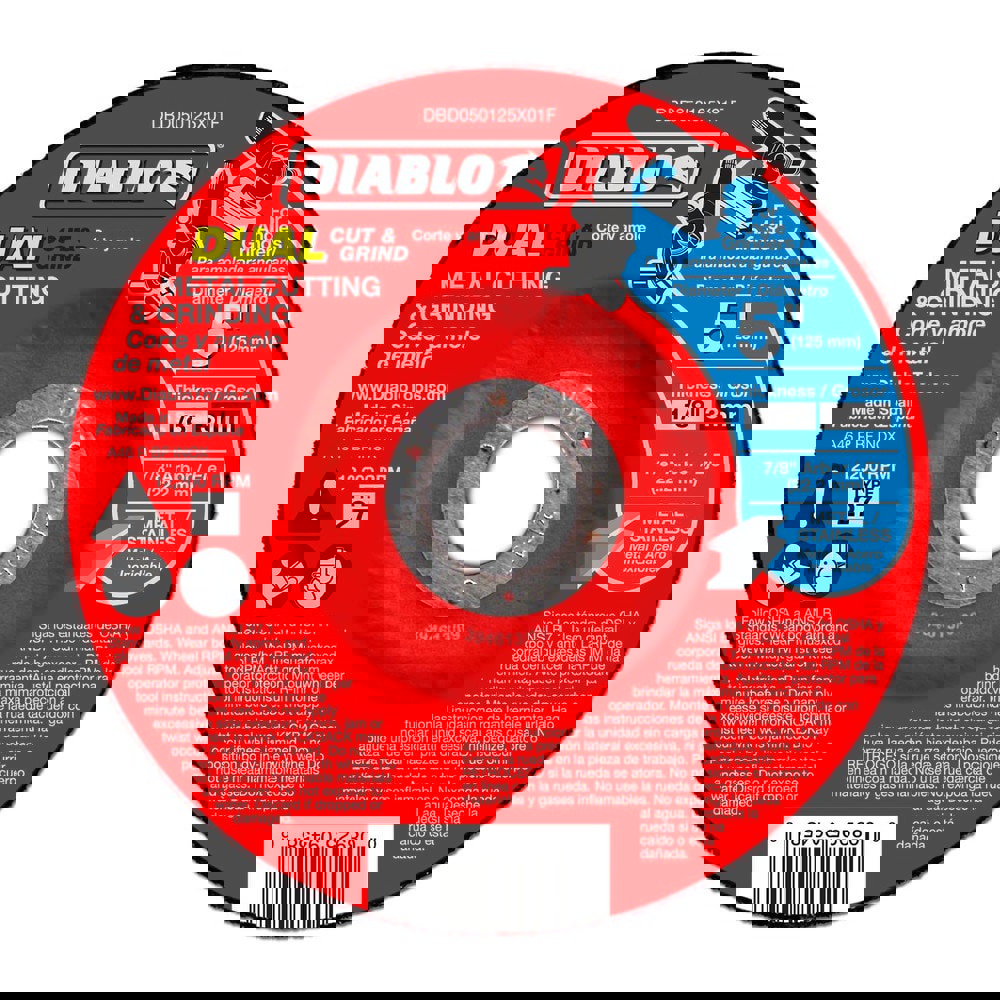 Depressed-Center Wheels; Wheel Diameter (Inch): 5 ; Wheel Thickness (Inch): 1/8 ; Hole Size: 7/8 (Inch); Wheel Type: Type 27 ; Maximum Rpm: 12200