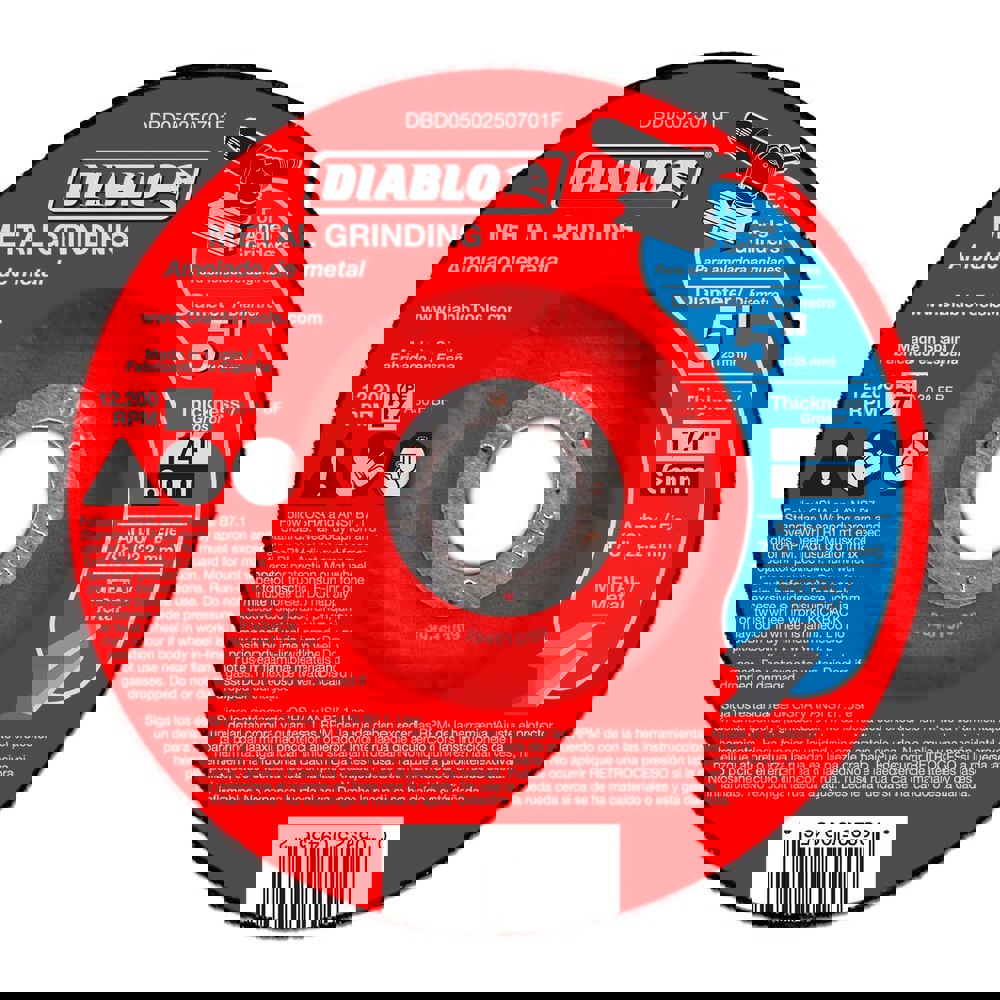 Depressed-Center Wheels; Wheel Diameter (Inch): 5 ; Wheel Thickness (Inch): 1/4 ; Hole Size: 7/8 (Inch); Wheel Type: Type 27 ; Maximum Rpm: 12200 ; UNSPSC Code: 23131503