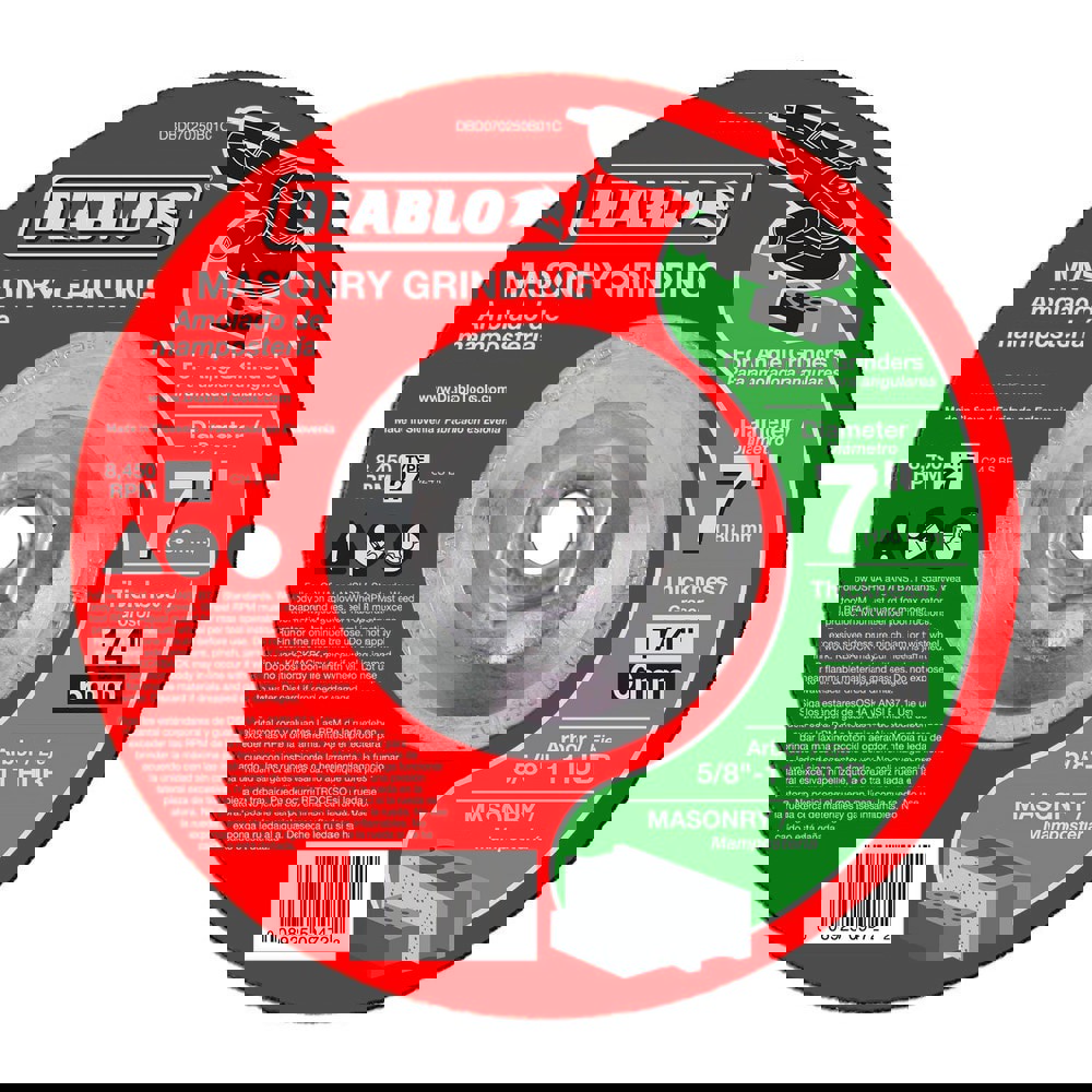 Depressed-Center Wheels; Wheel Diameter (Inch): 7 ; Wheel Thickness (Inch): 1/4 ; Hole Size: 5/8 (Inch); Hole Thread Size: 5/8-11 ; Wheel Type: Type 27 ; Maximum Rpm: 8450