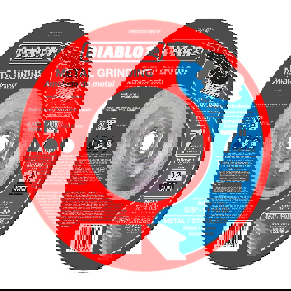 Depressed-Center Wheels; Wheel Diameter (Inch): 7 ; Wheel Thickness (Inch): 1/4 ; Hole Size: 5/8 (Inch); Hole Thread Size: 5/8-11 ; Wheel Type: Type 27 ; Maximum Rpm: 8450