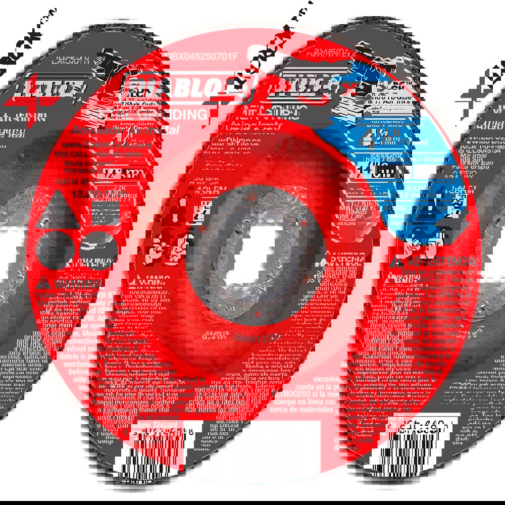 Depressed-Center Wheels; Wheel Diameter (Inch): 4-1/2 ; Wheel Thickness (Inch): 1/4 ; Hole Size: 7/8 (Inch); Wheel Type: Type 27 ; Maximum Rpm: 13280