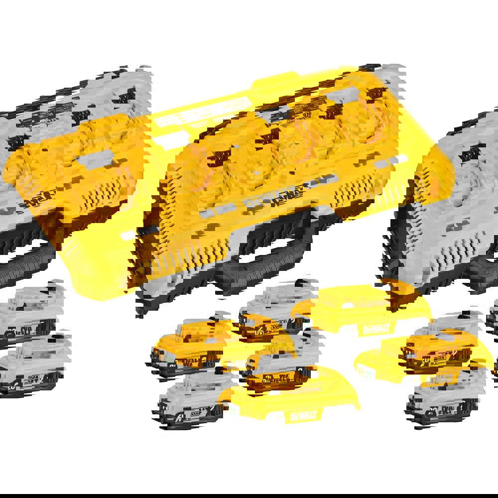 Power Tool Chargers; Voltage: 120V ; Power Source: AC Wall Outlet; Wall Outlet ; For Use With: Charges 12V MAX, 20V MAX, and FLEXVOLT 20V/60V MAX Batteries ; Batteries Included: Yes ; Battery Chemistry: Lithium-ion ; Number of Battery Ports: 4