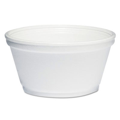 Bowls: 8 oz, Foam, White, Solid