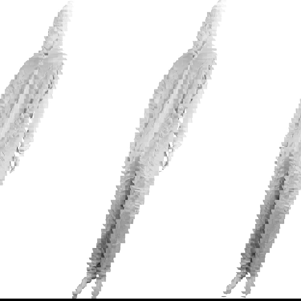 Disposable Coveralls: Size Large, PP, Fly Front Closure