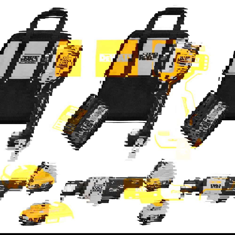 Cordless Tool Combination Kits; Kit Type: 20 Volt Cordless Tool Combination ; Tools: 1/2 in Impact Wrench; 3/8 in Ratchet ; Voltage: 20.00 ; Batteries Included: Yes ; Battery Chemistry: Lithium-ion ; Battery Series: 20V MAX*