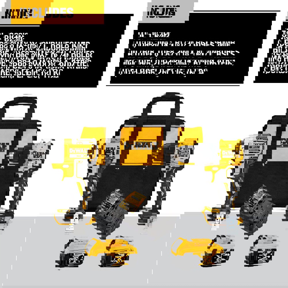 Cordless Tool Combination Kits; Kit Type: Brushless Compact Hammer Drill; Impact Driver ; Voltage: 20.00 ; Batteries Included: Yes ; Battery Chemistry: Lithium-ion ; Battery Series: 20V MAX* ; Battery Capacity: 4Ah