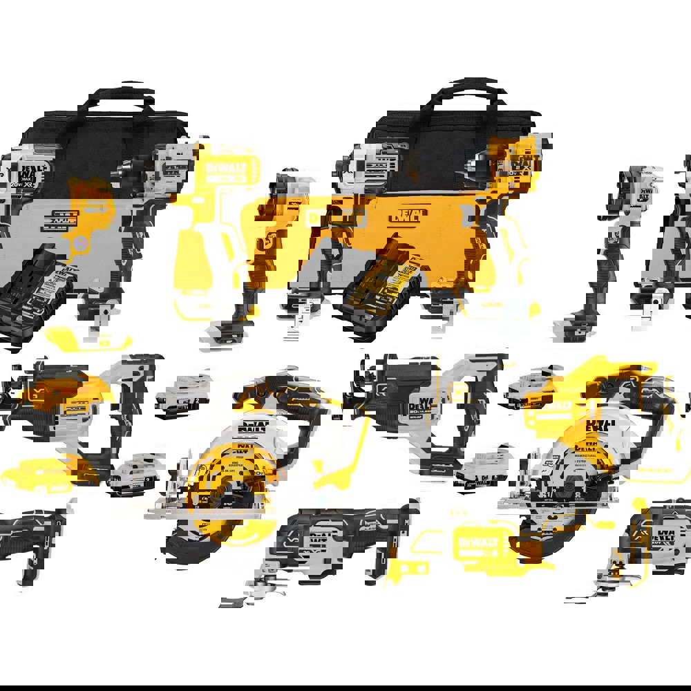 Cordless Tool Combination Kits; Kit Type: 20 Volt Cordless Tool Combination ; Tools: Drill; Impact Driver; Circular Saw; Reciprocating Saw; Work Light; Multi-Tool ; Voltage: 20.00 ; Batteries Included: Yes ; Battery Chemistry: Lithium-ion