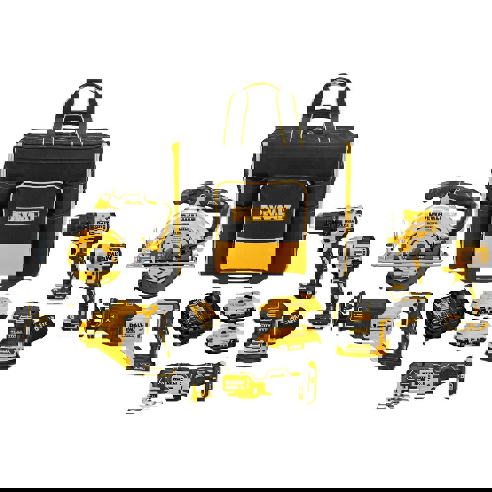 Cordless Tool Combination Kits; Kit Type: 20 Volt Cordless Tool Combination ; Tools: Brushless Compact Drill/Driver; 1/4 in Brushless Compact Impact Driver; Reciprocating Saw; Circular Saw; Multi-Tool; Random Orbital Sander ; Voltage: 20.00