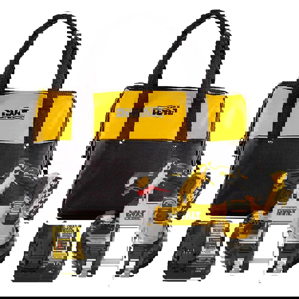 Cordless Portable Bandsaws; Voltage: 20.00V ; Maximum Depth of Cut (Decimal Inch): 3.3700 ; Low Speed (SFPM): 570 ; Cutting Capacity - Round: 3-3/8 in ; Cutting Capacity - Rectangular: 3-3/8 in ; Number Of Speeds: Variable