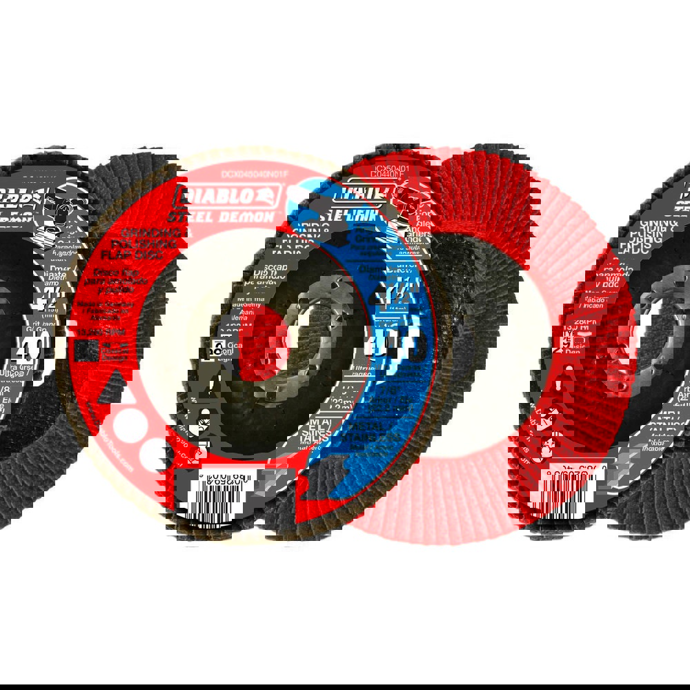 Flap Discs; Disc Diameter: 4-1/2 ; Center Hole Size: 7/8 ; Flap Disc Type: Type 29 ; Grit: 40 ; Abrasive Material: Zirconia Alumina ; Attachment Type: Arbor Hole