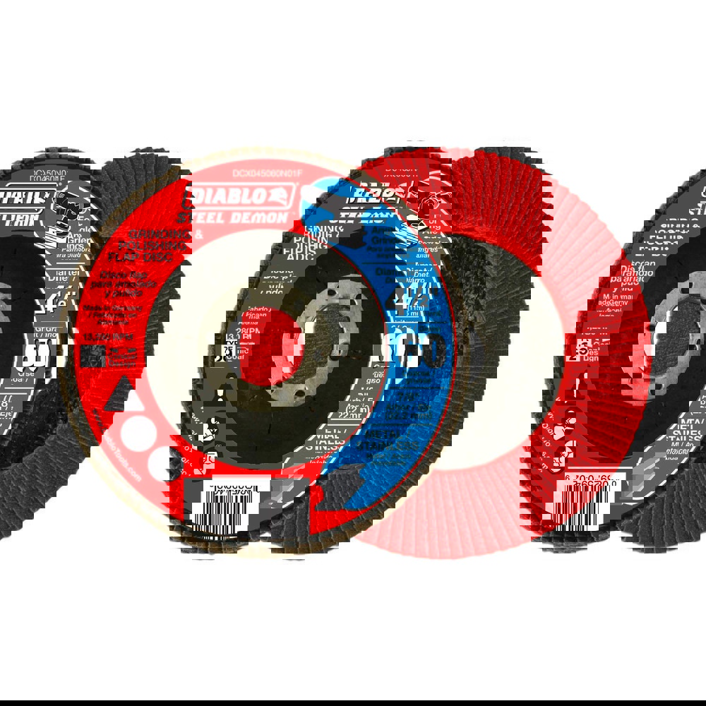 Flap Discs; Disc Diameter: 4-1/2 ; Center Hole Size: 7/8 ; Flap Disc Type: Type 29 ; Grit: 60 ; Grade: Medium ; Attachment Type: Arbor Hole