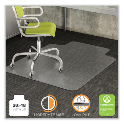 DURAMAT MODERATE USE CHAIR MAT LOW PILE CARPET ROLL 36 X 48 LIPPED CLEAR