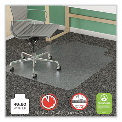 SUPERMAT FREQUENT USE CHAIR MAT FOR MEDIUM PILE CARPET 46 X 60 WIDE LIPPED CR