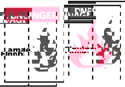 5 Qty 1 Pack Danger - Flammable, Pressure Sensitive Vinyl Fire Sign