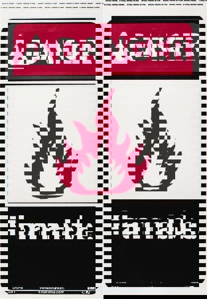 Danger - Flammable, Pressure Sensitive Vinyl Fire Sign