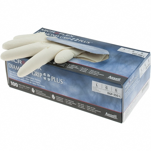 Series Microflex Diamond Grip Plus Disposable Gloves: Size Large, 5.1 mil, Uncoated-Coated Latex, Medical Grade, Unpowdered