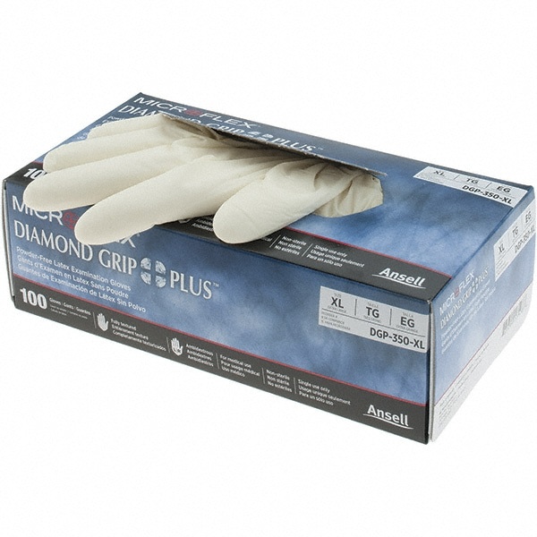 Series Microflex Diamond Grip Plus Disposable Gloves: Size X-Large, 5.1 mil, Uncoated-Coated Latex, Medical Grade, Unpowdered