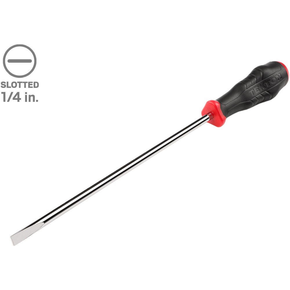 Slotted Screwdrivers; Blade Width (Inch): 1/4 ; Blade Length (Inch): 8 ; Overall Length (Inch): 12-3/4 ; Handle Type: Polypropelyne Softgrip ; Handle Length (Decimal Inch): 4-3/4 ; Shank Type: Round