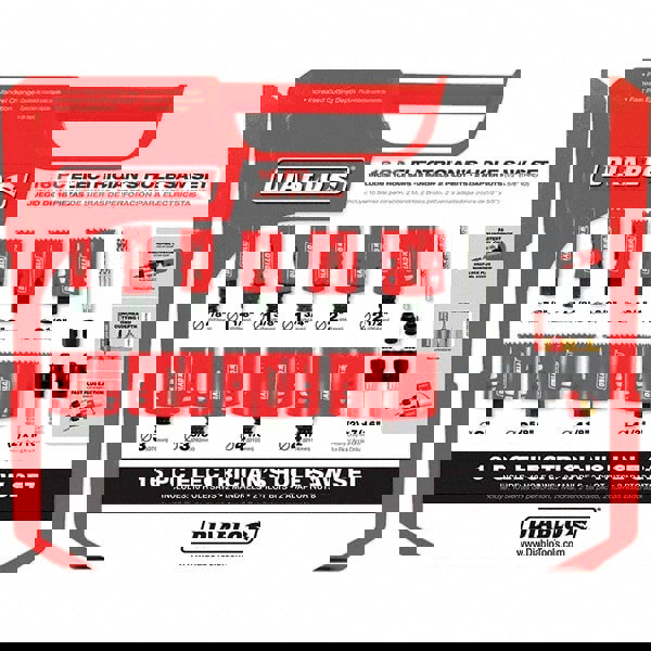 Electrician's Hole Saw Kit: 16 Pc, 7/8 to 4-1/2