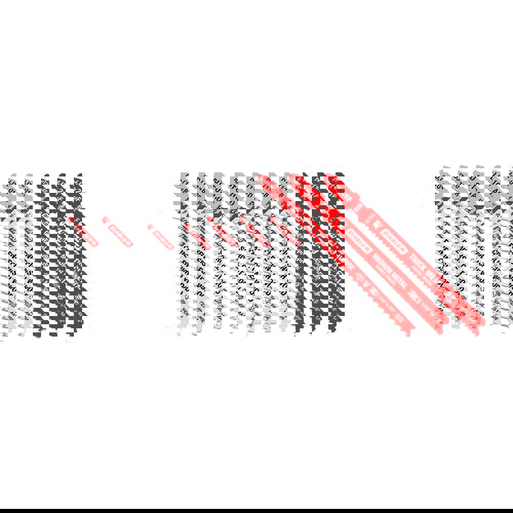 Jig Saw Blade Sets; Blade Material: Bi-Metal; High Carbon Steel; Minimum Blade Length (Inch): 3.25 in; Maximum Blade Length (Inch): 4 in; Minimum Blade Thickness (Decimal Inch): 1.25 mm; Maximum Blade Thickness (Decimal Inch): 1.7 mm; Shank Type: T-Shank;