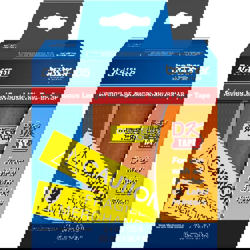 Label Tape Ribbon: 100' Long, Black & Yellow, Paper