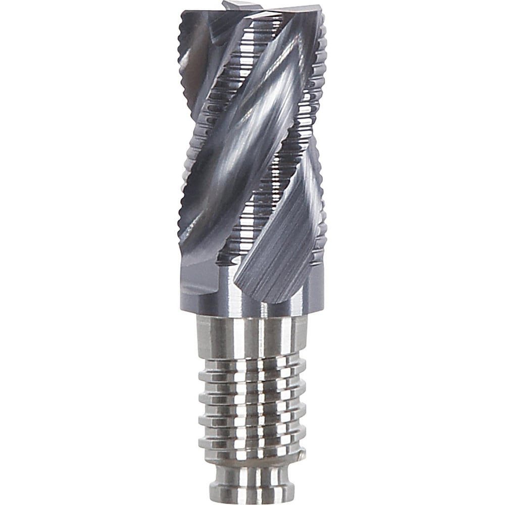 Corner Radius & Corner Chamfer End Mill Heads; Chamfer Angle: 45.000 ; Number Of Flutes: 4 ; End Mill Material: Solid Carbide ; Connection Type: Duo-Lock 20 ; Flute Type: Spiral ; Centercutting: Yes