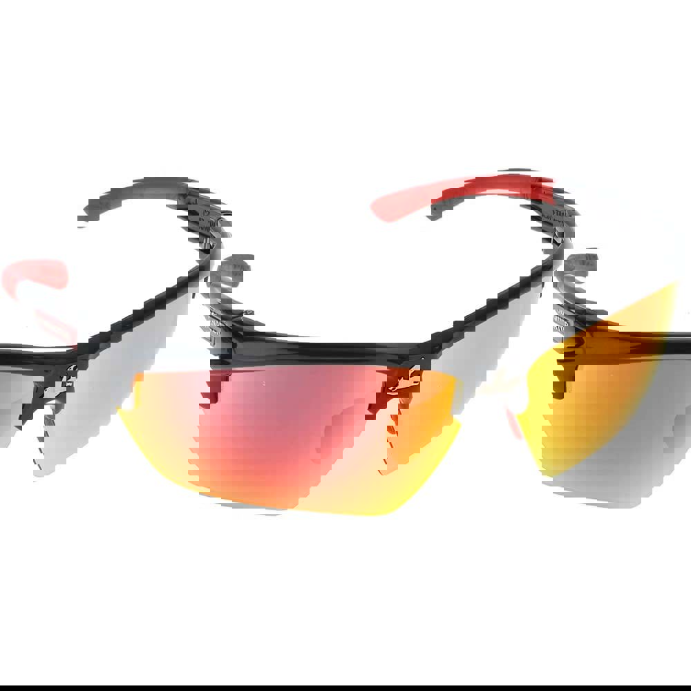 Safety Glasses: Scratch-Resistant, Polycarbonate, Fire Mirror Lenses, Full-Framed