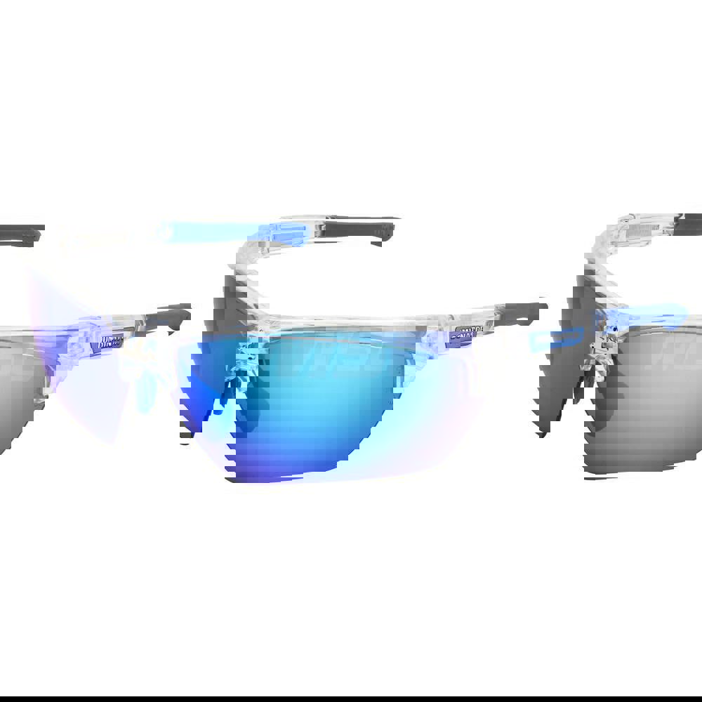 Safety Glasses: Anti-Fog & Scratch-Resistant, Polycarbonate, Blue Mirror Lenses, Full-Framed