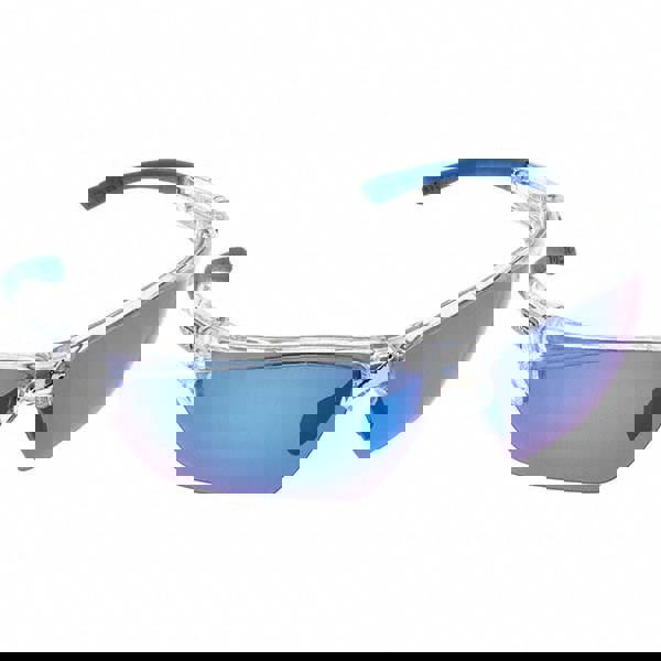 Safety Glasses: Anti-Fog, Polycarbonate, Blue Mirror Lenses, Full-Framed