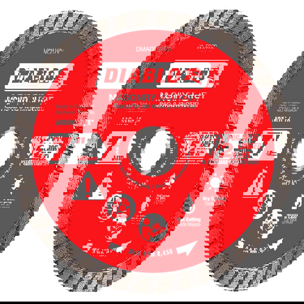 Wet & Dry-Cut Saw Blades; Blade Diameter (Inch): 7 ; Blade Material: Diamond-Tipped ; Blade Thickness (Decimal Inch): 0.0900 ; Arbor Hole Diameter (Inch): 7/8; 5/8 ; Number of Teeth: Continuous Edge ; Application: Concrete; Brick; Block