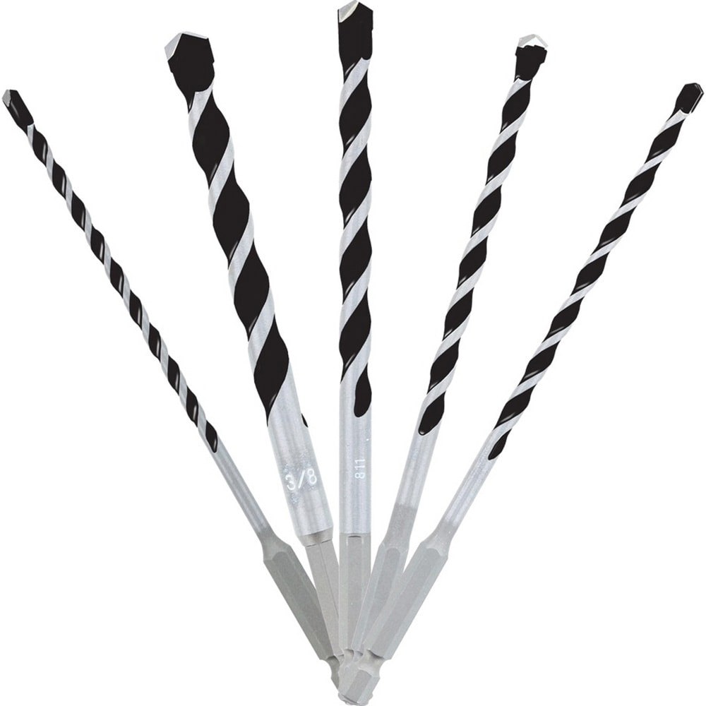Drill Bit Set: Hammer Drill Bits, 5 Pc, 118 &deg;, Solid Carbide