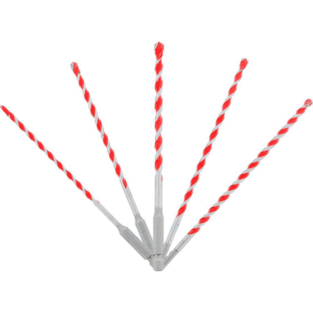 Drill Bit Set: Hammer Drill Bits, 5 Pc, 118 &deg;, Solid Carbide